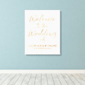 Welkomstteken voor bruiloft Stijlvol Roos Gold Let Canvas Afdruk (Insitu (Houten vloer))