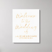 Welkomstteken voor bruiloft Stijlvol Roos Gold Let Canvas Afdruk (Voorkant)