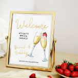 Welkomstteken voor Brunch en Bubble Champagne Glas Poster<br><div class="desc">Brunch en Bubely Welcome Sign. die u voor uw vrijgezellenfeest of andere gelegenheid kunt personaliseren. De sjabloon wordt opstelling voor u om de naam van de bruid toe te voegen om te zijn, de gelegenheid, de datum en de plaats (of uw douanetekst). Het ontwerp is voorzien van een afbeelding van...</div>