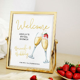 Welkomstteken voor Brunch en Bubble Champagne Glas Poster
