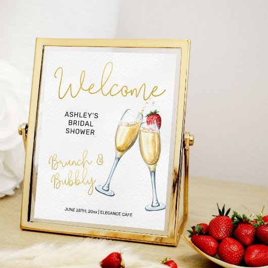 Welkomstteken voor Brunch en Bubble Champagne Glas Poster