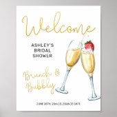 Welkomstteken voor Brunch en Bubble Champagne Glas Poster (Voorkant)