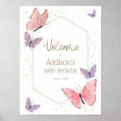 Welkomstteken voor Butterfly Baby shower Poster (Voorkant)