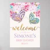 Welkomstteken voor Butterfly Baby shower Poster (Voorkant)
