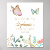 Welkomstteken voor Butterfly Baby shower Poster (Voorkant)