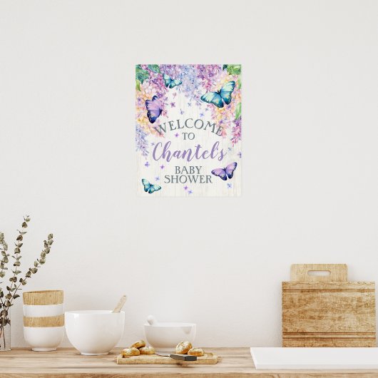 Welkomstteken voor Butterfly Baby shower Poster (Keuken)