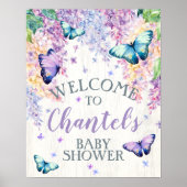 Welkomstteken voor Butterfly Baby shower Poster (Voorkant)