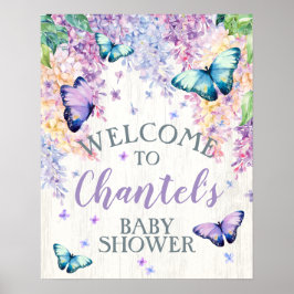 Welkomstteken voor Butterfly Baby shower Poster