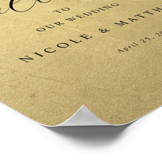 Welkomstteken voor chic Black en Gold Vertical Wed Poster (Hoek)