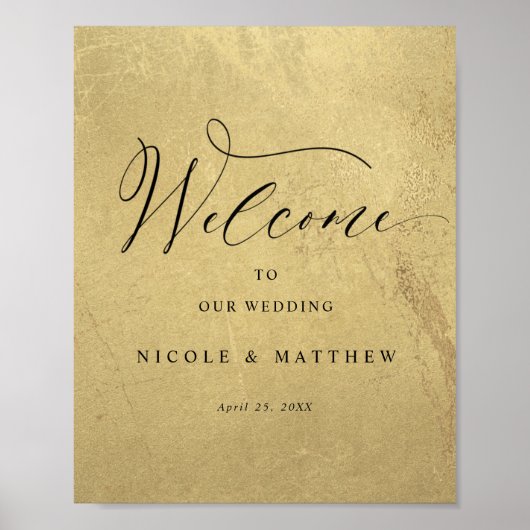 Welkomstteken voor chic Black en Gold Vertical Wed Poster (Voorkant)