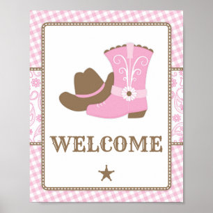 Welkomstteken voor Cowgirl Baby shower Poster