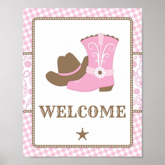 Welkomstteken voor Cowgirl Baby shower Poster (Voorkant)