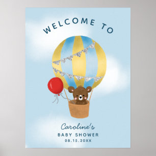 Welkomstteken voor Cute Hot Air Balloon Boy Baby s Poster