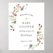Welkomstteken voor de Baby shower van wilde bloeme Poster (Voorkant)