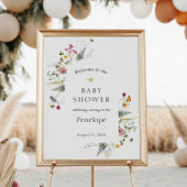 Welkomstteken voor de Baby shower van wilde bloeme Poster