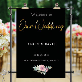 Welkomstteken voor elegant Black en Gold Script We Poster