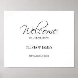 Welkomstteken voor elegant Black en White Wedding Poster