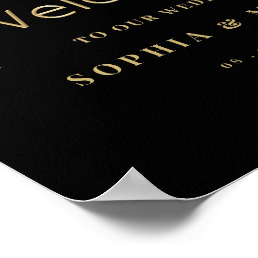 Welkomstteken voor Elegant Gold Welcome &Foliage W Poster (Hoek)