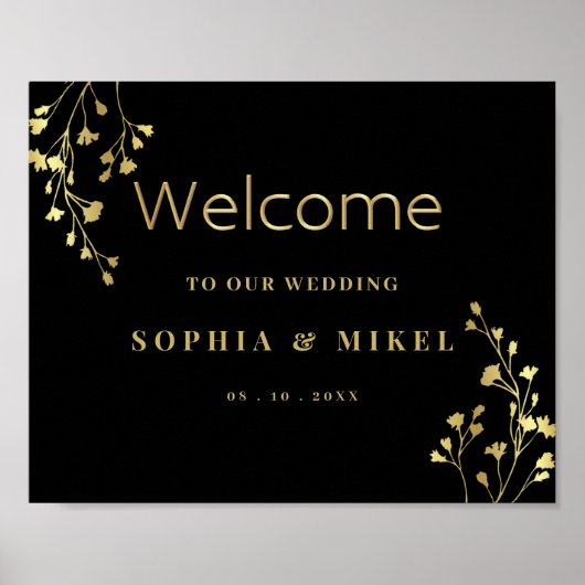 Welkomstteken voor Elegant Gold Welcome &Foliage W Poster (Voorkant)