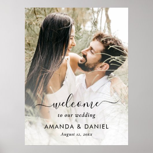 Welkomstteken voor Elegant Script Photo Weduwen Poster (Voorkant)