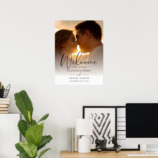 Welkomstteken voor Elegant Script Photo Weduwen Poster (Thuiskantoor)