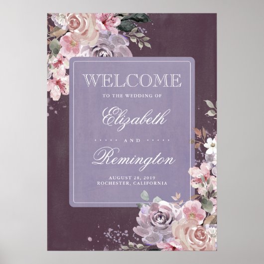  Welkomstteken voor Floral Wedding Poster (Voorkant)