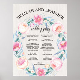 Welkomstteken voor Floral Wedding/Weddenschap Poster