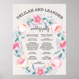 Welkomstteken voor Floral Wedding/Weddenschap Poster