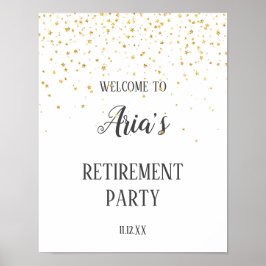 Welkomstteken voor Gold Confetti Retirement Party Poster