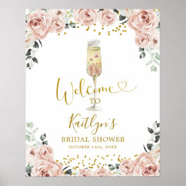 Welkomstteken voor Gold en Roze Stusty Roos Poster