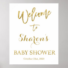 Welkomstteken voor Gold en White Baby shower Poster