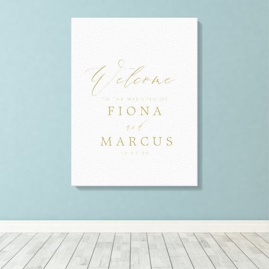 Welkomstteken voor Gold Wedding Canvas Afdruk (Insitu (Houten vloer))