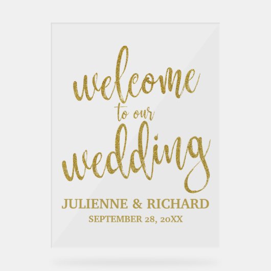 Welkomstteken voor goudkalligrafie acryl bord (Voorkant)