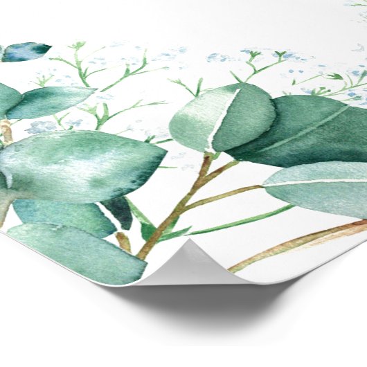 Welkomstteken voor groene bruiloft in de Eucalyptu Poster (Hoek)
