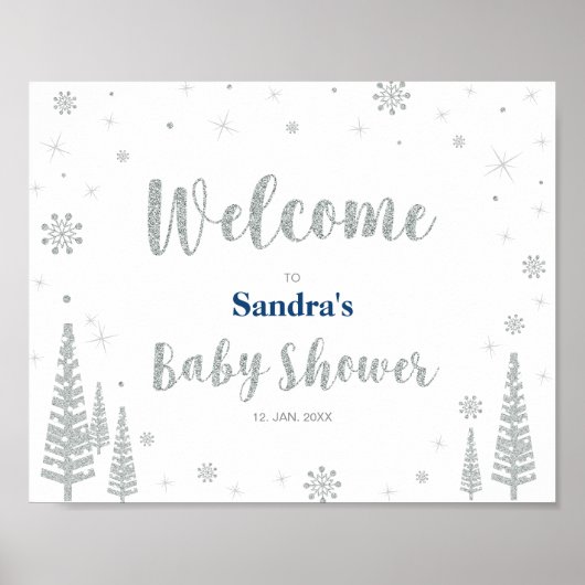 Welkomstteken voor het Baby shower Winter, Boy, Bl Poster (Voorkant)