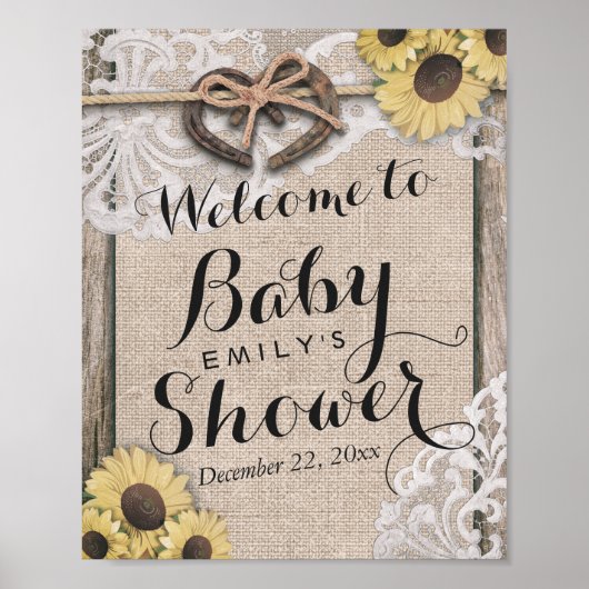 Welkomstteken voor Hoefijzers in bijtend land Baby Poster (Voorkant)