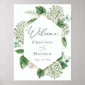 Welkomstteken voor hydrangea en Greenery Wedding Poster (Voorkant)