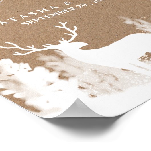 Welkomstteken voor kerstbruiloft met kraft Paper Poster (Hoek)