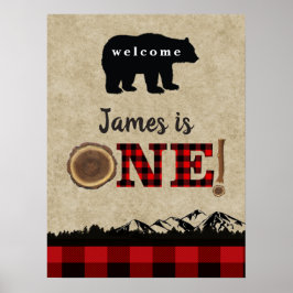 Welkomstteken voor kleine Beer Flannel Lumberjack Poster