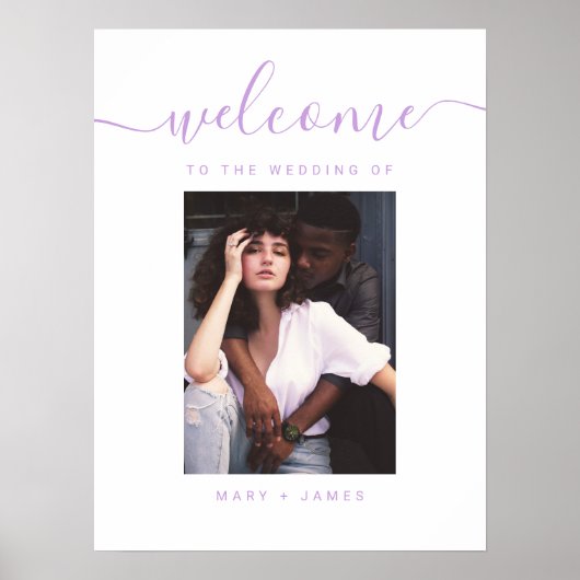 Welkomstteken voor lavender Script Photo Weduwen Poster (Voorkant)