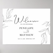 Welkomstteken voor lijntekenfoliage Leaf Poster (Voorkant)