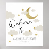 Welkomstteken voor maan en Achterzijde Baby shower Poster (Voorkant)