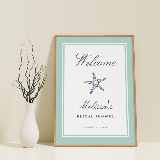 Welkomstteken voor Mint & Navy Starfish Poster