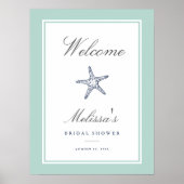 Welkomstteken voor Mint & Navy Starfish Poster (Voorkant)