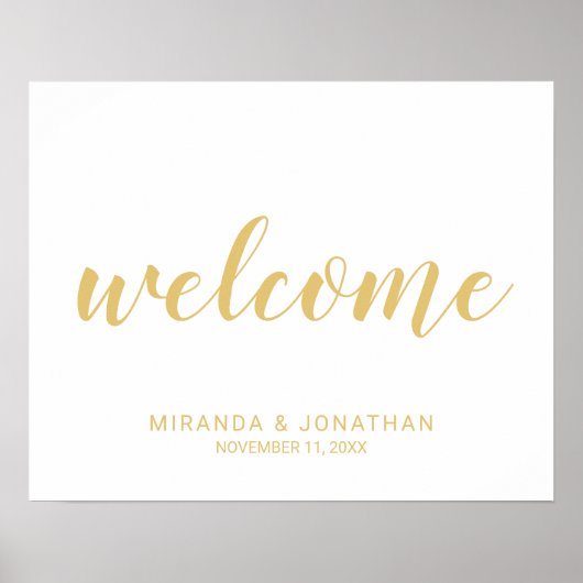 Welkomstteken voor modern script Gold Wedding Poster (Voorkant)