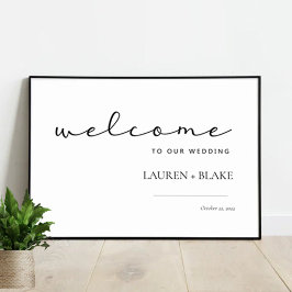 Welkomstteken voor modern script huwelijk poster