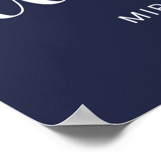 Welkomstteken voor modern Script Navy Blue Wedding Poster (Hoek)