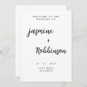 Welkomstteken voor moderne bruiloft kaart (Voorkant / Achterkant)