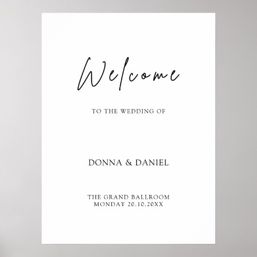 Welkomstteken voor moderne bruiloft poster (Voorkant)