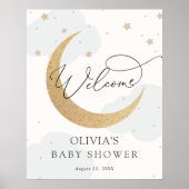 Welkomstteken voor Moon en Stars Baby shower Poster (Voorkant)